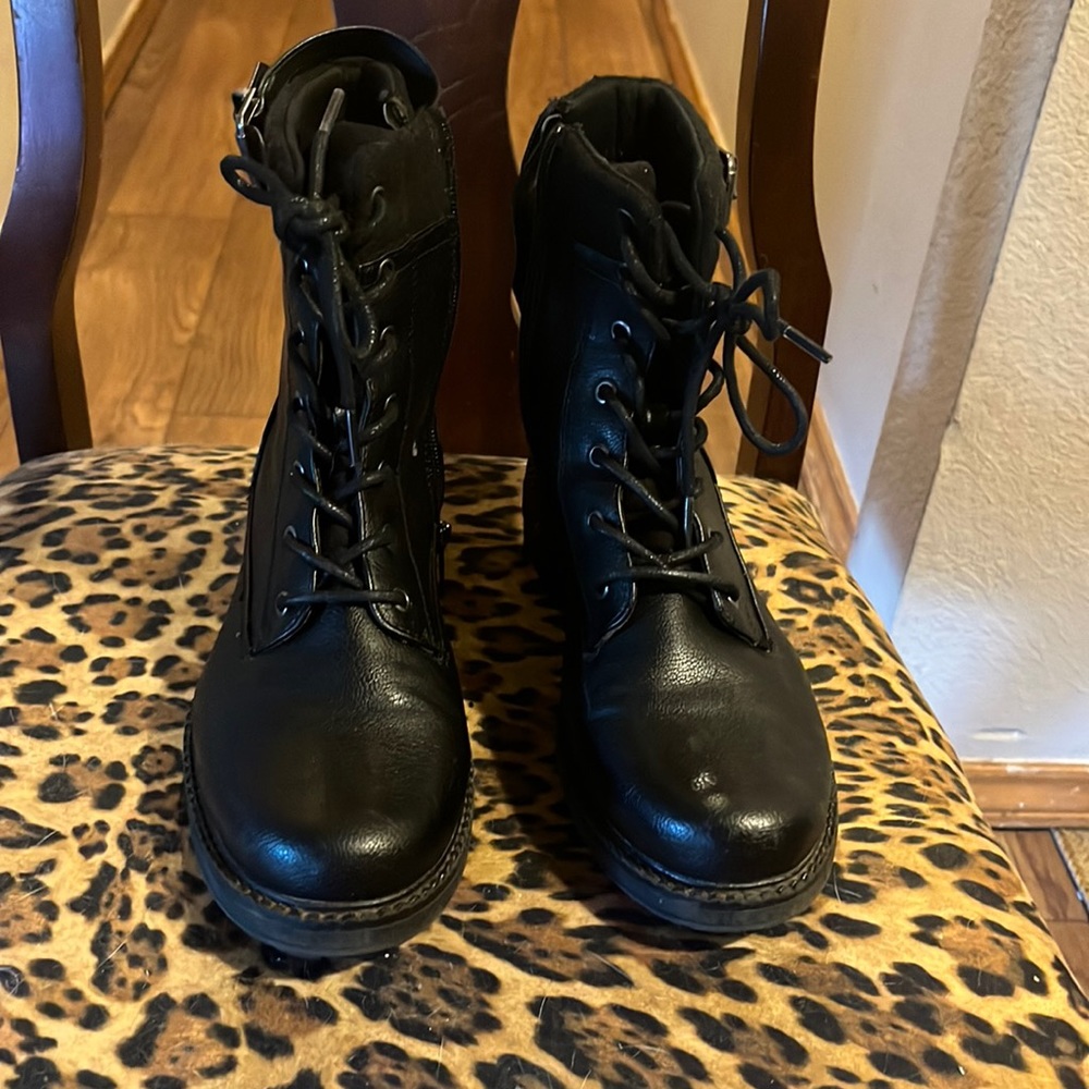 Black combat boots